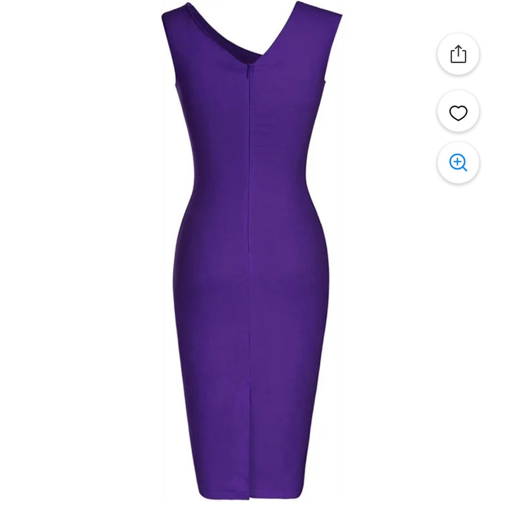 Haute Edition Retro Sleeveless Bodycon Purple Dress - Picture 2 of 6